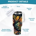 thumbnail image 4 of Ryvnso 40 oz Tumbler with Handle and Straw Insulated Stainless Steel Travel Mug with Lid Boho Art Turkey, 4 of 9