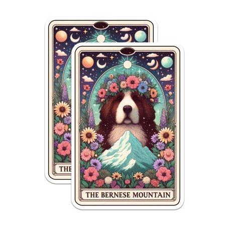 

(2 Pack) The Bernese Mountain Dog Tarot Card - Dog Breed - Bernese Mountain Dog Mom - 5 On Longest Side - Premium Magnet - for Cars Refrigerators Toolboxes Lockers- Made in USA - MAG0732