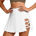 thumbnail image 3 of XIAONU Cutout Pleated Skort For Women High Waist Side Hollow Pocket Athletic Tennis Mini Skirt, 3 of 7