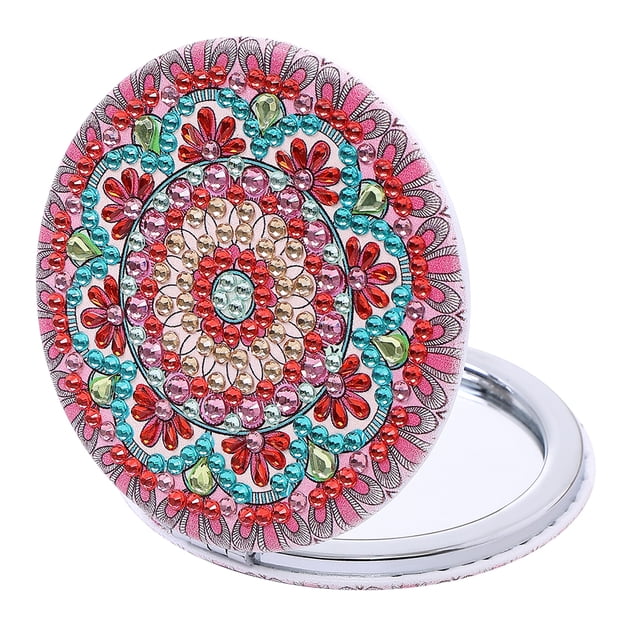 Espejo Pequeño JShteea Con Forma Especial Mandala Cristal DIY Con Diamantes