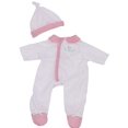 thumbnail image 1 of JC Toys | Berenguer Boutique | La Baby Doll Outfit | 2 Piece White and Pink Onesie|Washable| Ages 2+ | Fits Dolls 14- 18, 1 of 4