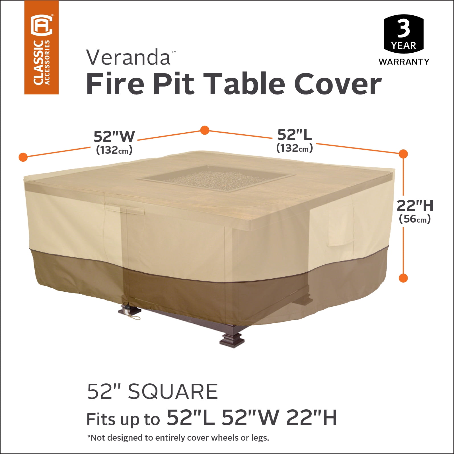 Classic Accessories Veranda™ 52" Square Fire Pit Table Cover