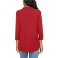 thumbnail image 3 of Women Blouses Oversized Button up Women Design Shirts Polyester Shirts for Lady Button up Blouse Long Sleeve Blouse for Misses Short Sleeve Tops Oversized Womens Rayon Long T Shirt Womens Red 2XL, 3 of 5