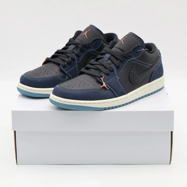 Ni - ke FJ5478-010 Ni - ke Air Jordan 1 Low Navy Black Snakeskin Dark Obsidian (Women's)