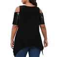 thumbnail image 4 of DYMADE Women's Plus Size Casual T-Shirs Sequins Cold Shoulder Short Sleeve Summer Blouse Tops, 4 of 4