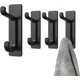 thumbnail image 1 of Adhesive Wall Hook, Bathroom Towel Holder, Kitchen Tea Towel Hanger,Wall Attachment Without Drilling, Waterproof, Anti-Rust, Black, 4 Pieces, 1 of 5