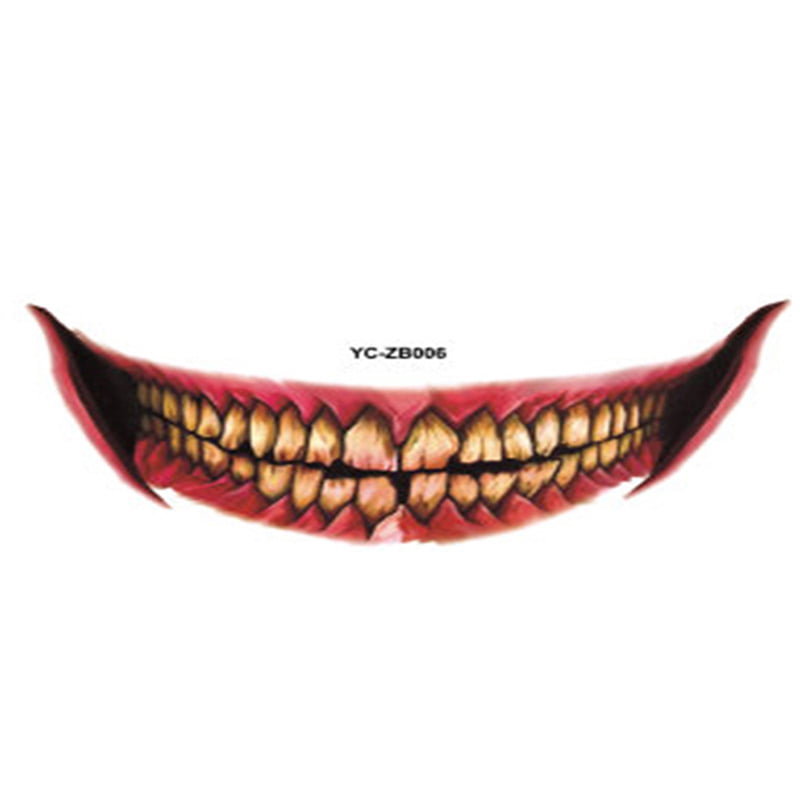 TruPeony Halloween Temporary Blood Knife Hourglass Skull Mouth Scary Body  Tattoo Sticker 