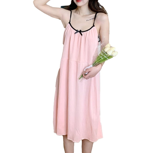 Vestido camisero rosa sin mangas para mujer, camisón de satén con tirantes finos XL