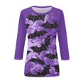 thumbnail image 4 of Camisa para mujer, moda informal, manga raglán, cuello redondo, manga 3/4, suelta, camiseta estampada de Halloween, top para mujer, 4 of 7