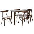 Zenvida Mid Century 5 Piece Dining Set Wood Table Fabric Chairs Seats