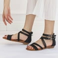 thumbnail image 4 of Xfvqtps Wedge Sandals for Women Back Zipper Crisscross Strappy Open Toe Side Cutout Buckle Decoration Dressy Beach Summer Roman Sandals Black, 4 of 6