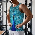 thumbnail image 5 of Pofeuu Beautiful Blue Peacock Print Men's Workout Tank Tops Sleeveless Muscle Gym Shirt Quick Dry-4X-Large, 5 of 7