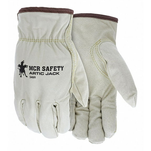 Mcr Safety Leather Gloves,Beige,L,PK12  3460L