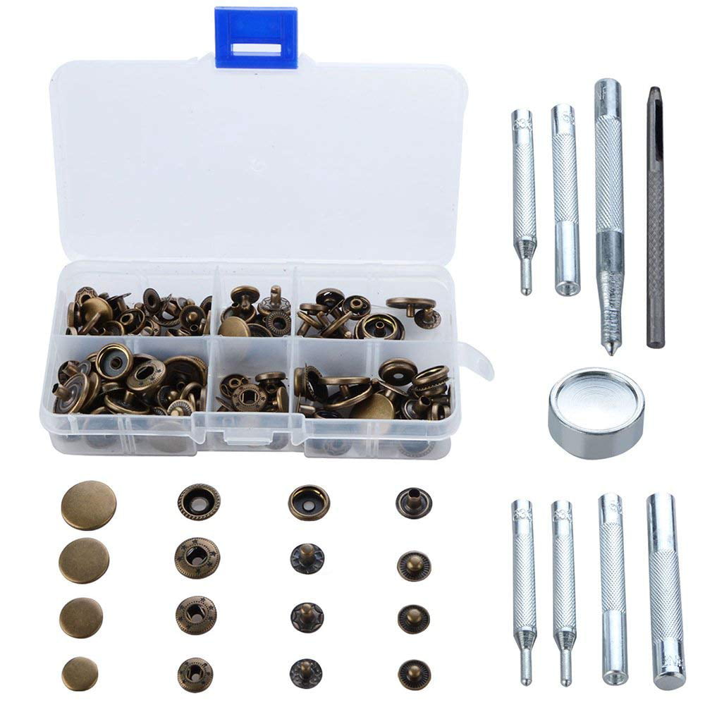 Cooper Press Snap Fastener Stainless Steel Screw Buttons with Install Tool Bronze 3/8 inch DGOL 90pcs 30 Packs 