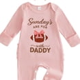 thumbnail image 5 of larppty Infant Baby Boy Girl Football Outfit On Sundays We Watch Football with Daddy Football Season Romper Jumpsuit + Hat (Pink,6-12 Months), 5 of 5