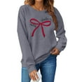 thumbnail image 4 of SwiftWear Women's Merry Christmas Red Bow Sweatshirt - Festive Crewneck Holiday Top Soft Long Sleeve Casual Wear for Seasonal Celebrations Gray, 4 of 4
