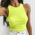 thumbnail image 2 of HAiming Cropped Tank Tops for Women Strench Ribbed Slim Fitted Sleeveless Crew Neck Solid Color Shirt, 2 of 6