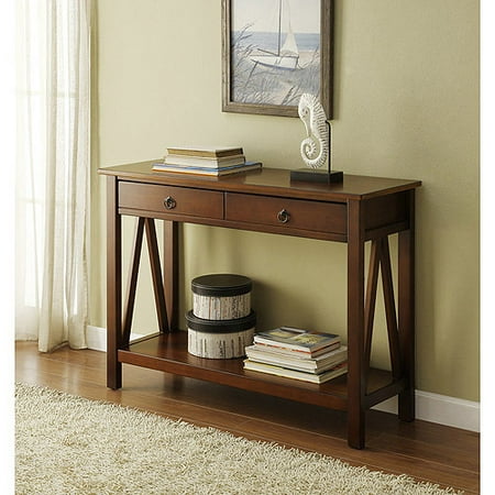 Linon Titian Console Table, 31 inches Tall, Antique Tobacco