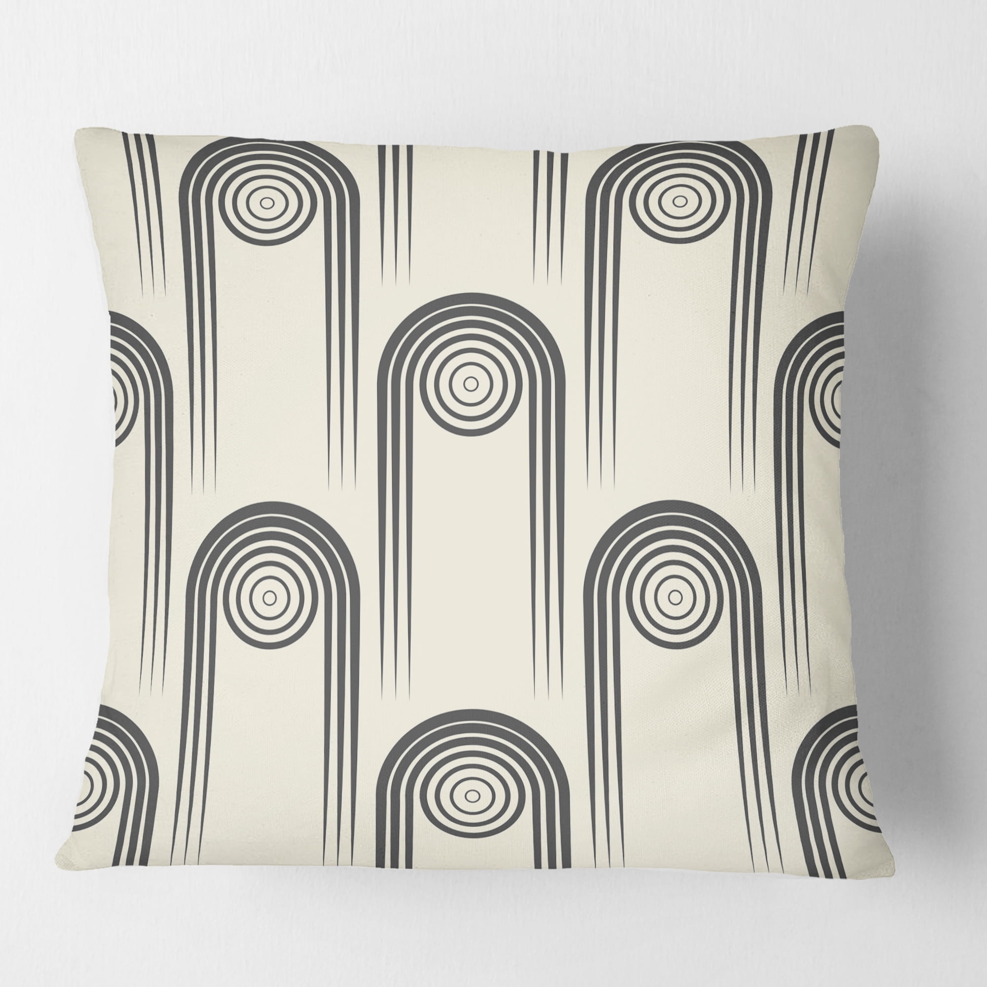 Designart Retro Curved Minimal Geometric Ornament II' Mid-Century Modern Throw Pillow - 18x18