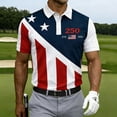 thumbnail image 3 of Mens Short Sleeve Tee Shirts National Flag Print Sytlish Polo Shirt Button Up Lapel Tshirts Patriotic Tops, 3 of 5