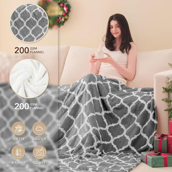 Heated Blanket Electric Queen Size - 84"x90" Heating Blanket with 10 Fast Heat Levels 8 Hours Auto Off Ultra Soft Cozy Flannel Over-Heated Protection ETL Certification Keep Warming in Home