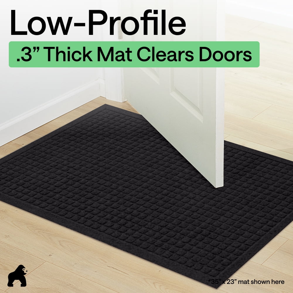 Indoor Outdoor Doormat, 30x16 Black, Rubber Backed HydroAbsorb Door Mat by GORILLA GRIP