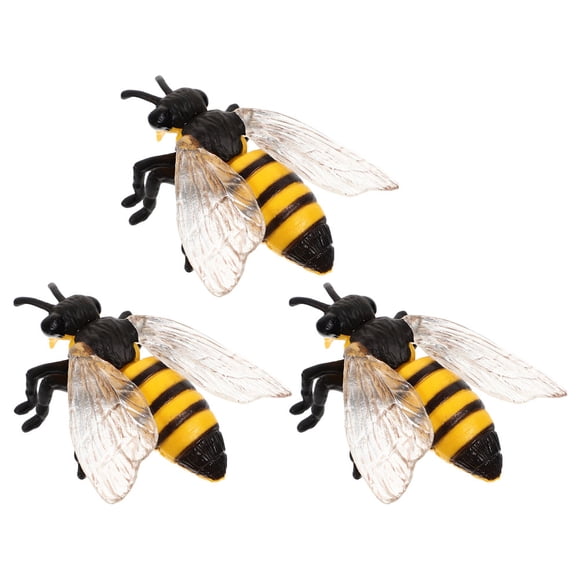 WHAMVOX 3Pcs Plastic Honey Bee Figures with Lifelike Details for Classroom Rewards and Party Supplies