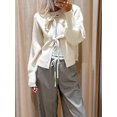 thumbnail image 4 of SUNSIOM Womens Fall Knit Bow Knot Cardigan Ribbed Tie Front Long Sleeve Loose Open Fron Sweater Coat, 4 of 9