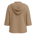 thumbnail image 3 of VSSSJ Women's 3/4 Sleeve Hooded Sweatshirt Loose Fit Batwing Sleeve Ribbed Textured Lightweight Fall Casual Pullover Shirt Tops XXL, 3 of 8