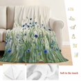 thumbnail image 5 of Navy Blue Wildflowers Blanket Soft Cozy Warm Throw Blanket for Couch, Plush Fuzzy Flannel Fleece Blankets for Sofa, Pastoral Botanical Floral Beige Bed Blankets Lightweight Gifts for Women, 30"x40", 5 of 9