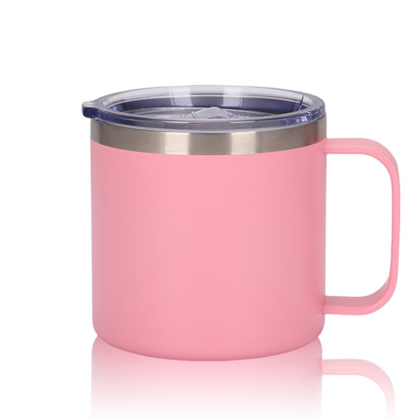 Toystoory Taza portátil de acero inoxidable con tapa de asa, Camper, taza para beber leche aislada al vacío, botella para acampar, hogar, coche al aire Mostrada Rosado Toystoory HA010518-06B