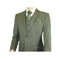 thumbnail image 6 of Men's VITALI Three Piece Suit Vested Sharkskin Sheen Vented M3090 Olive Green, 6 of 11
