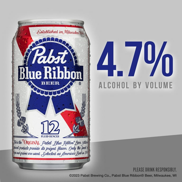 Pabst Blue Ribbon, Domestic Lager, 6 Pack, 16 fl oz Can, 4.7% ABV