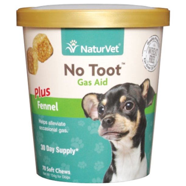 NaturVet No Toot Gas Aid For Dogs Plus Fennel 70 Soft Chews