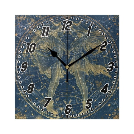 Gemini Of Zodiac Wall Clock Battery Operated Silent Non-Ticking Bedroom Office Kitchen Home School Decor 7.8(Black)
