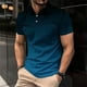thumbnail image 2 of Camisas de Manga Larga para Hombres Manga Corta Sólida Girar Hacia Abajo Botones de Cuello Camiseta Blusa Imitación Rack, Top de Moda Casual, 2 of 6