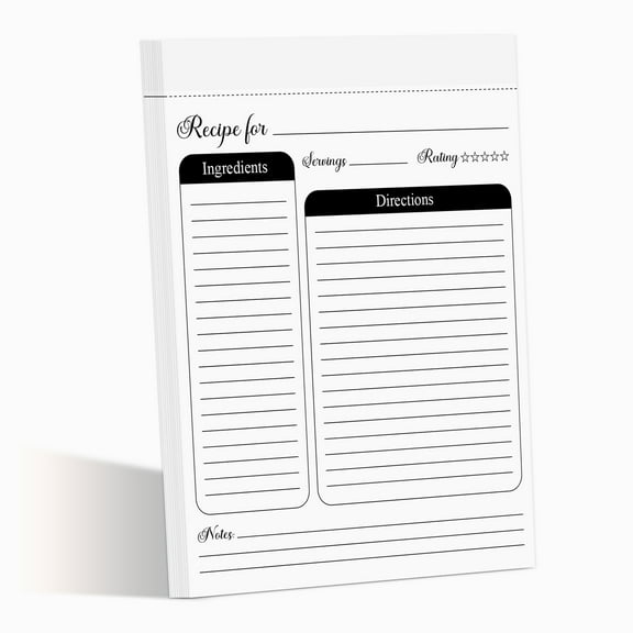 Recipe Notepad, 8.5x11 Inch - 50 Blank Recipe Pages to Write In, Simple & Minimalist Full-Page Recipe Refill for Binders, Personalized Recipe Book Organizer, Made in USA