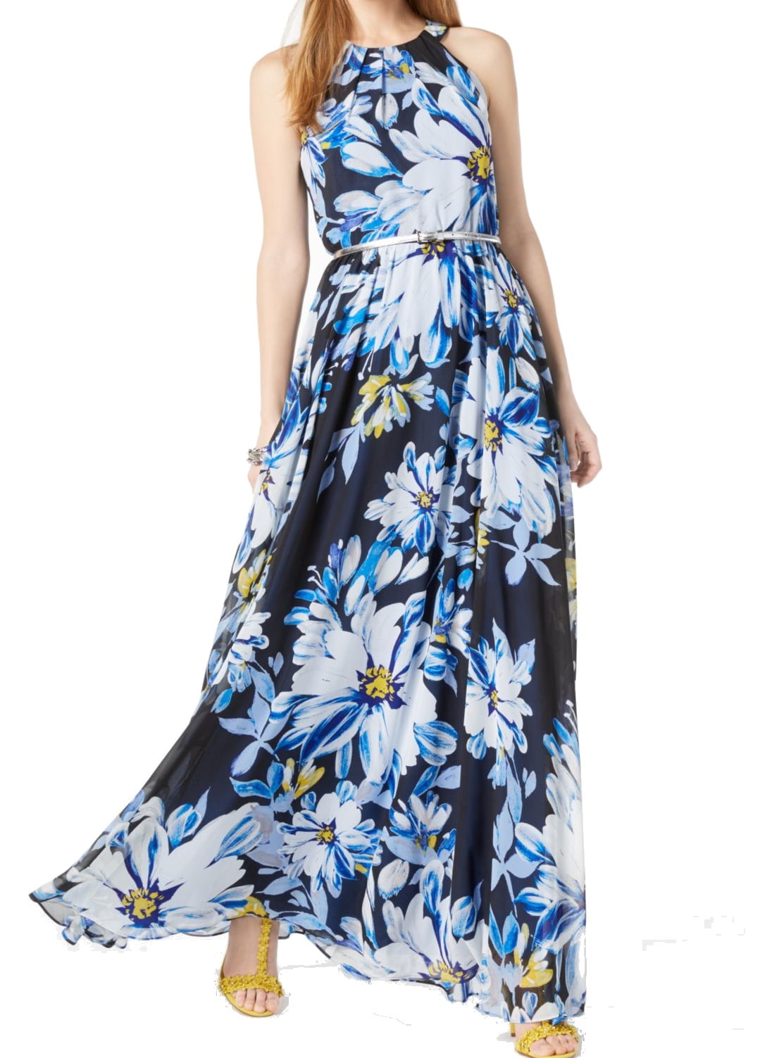 INC Dresses - INC Womens Petite Belted Floral-Print Maxi Dress ...