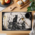 thumbnail image 2 of Halloween Placemats Set of 4, Rustic Horror Skeleton Cats Buttterfly Skull Black Washable Wipeable Table Mats for Dining Tables, Indoor Outdoor Kitchen Place Mats for Holiday Party Table Decor, 2 of 9