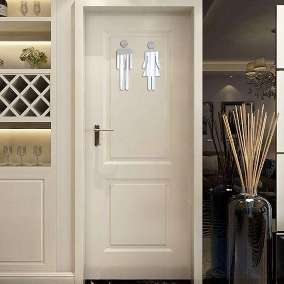 Giunmcul Online Shopping Mirror Sticker Funny WC Toilet Door Entrance Sign Men Women Bathroom DIY Wall