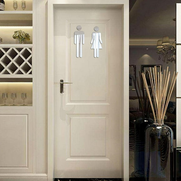 Qaailabf Clearance Sales Today Deals Prime Mirror Sticker Funny WC Toilet Door Entrance Sign Men Women Bathroom DIY Wall