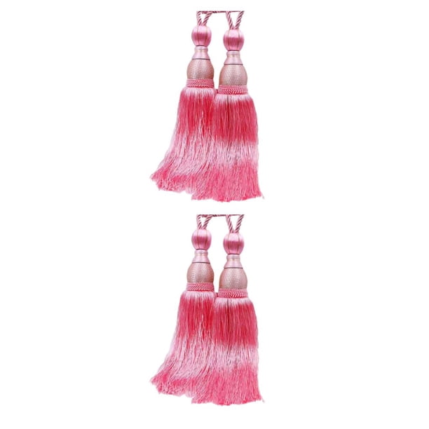 Inteprter Tieback de cortina con borlas de poliéster para decoración del hogar, accesorios de habitación, tejido multiusos, duradero, rosa, 2 Rosa 1 2Conjunto