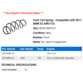 thumbnail image 2 of Front Coil Spring - Compatible with 2011 BMW X3 AWD F25, 2 of 2