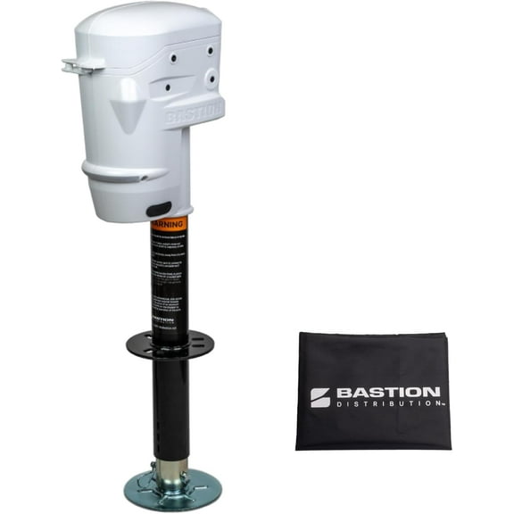 Bastion Distribution Glacier/White Sentinel Pro Electric Jack & Cover | 5000lb | A-Frame | IP67 Switches | Storm Shell Cover & Lock | 90 Degree Twist Mount | Panoramic LED | BD-E5000SPRO-WHT-CV