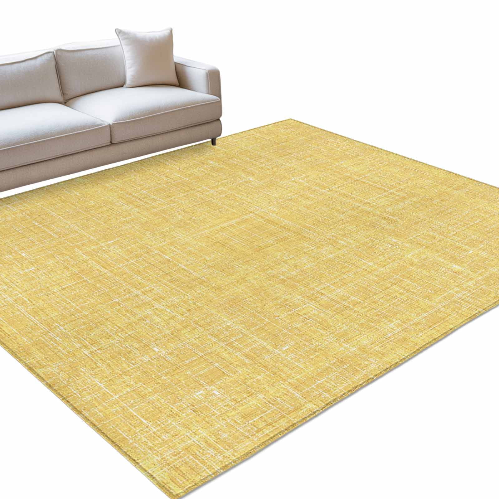 Yellow Area Rugs 3x5ft Abstract Modern Farmhouse Solid Color Washable Rug Non Slip Indoor Carpet Absorbent Floor Mat for Living Room Bedroom Dining Room