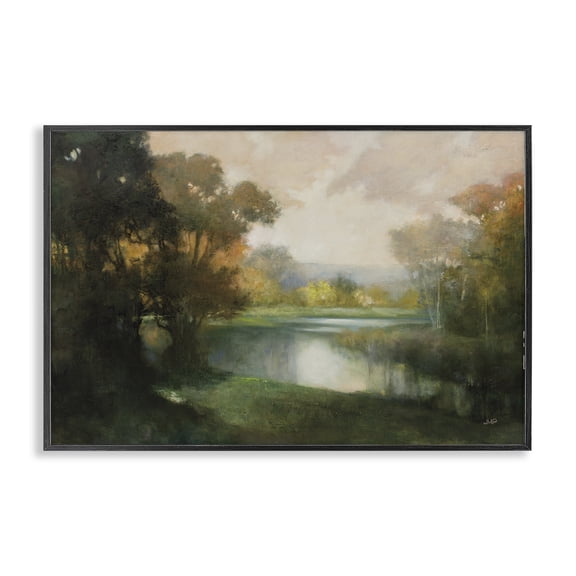 Stupell Industries Lakeside Morning in Autumn Light Black Framed Giclee Art, design by Julia Purinton