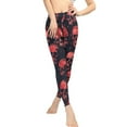 thumbnail image 2 of DISNIMO Skull Printed High Waisted Yoga Pants Tummy Control, Stretch Workout Leggings for Women, Breathable Yoga Pants Leggings for Workout Sport, Black and Red, XS, 2 of 6