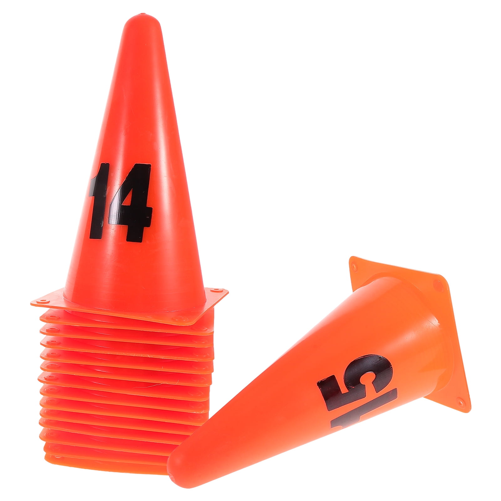 Baluue 15Pcs Orange Training Cones Numbered Plastic Soccer Basketball Football
