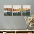 thumbnail image 4 of PixonSign Framed Canvas Print Wall Art Set - Mountain Range Valley & Pine Tree Forest Art - Set of 3 Nature Wilderness Landscape Artwork Illustrations Wall Décor - 12"x16"x3 Panels Natural, 4 of 5