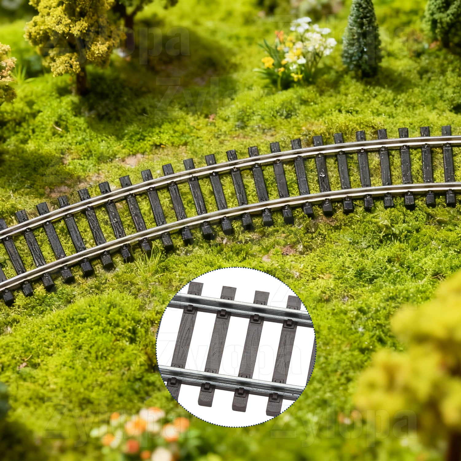 Zylopa HO Scale Nickel Silver Track with Wood Ties – Set of 4 Realistic Model Railroad Tracks- R366602